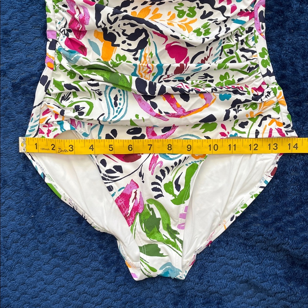 Anne Cole Sz 6 Floral Halter One Piece Swimsuit Multicolor Bright Garden Print - Picture 14 of 15